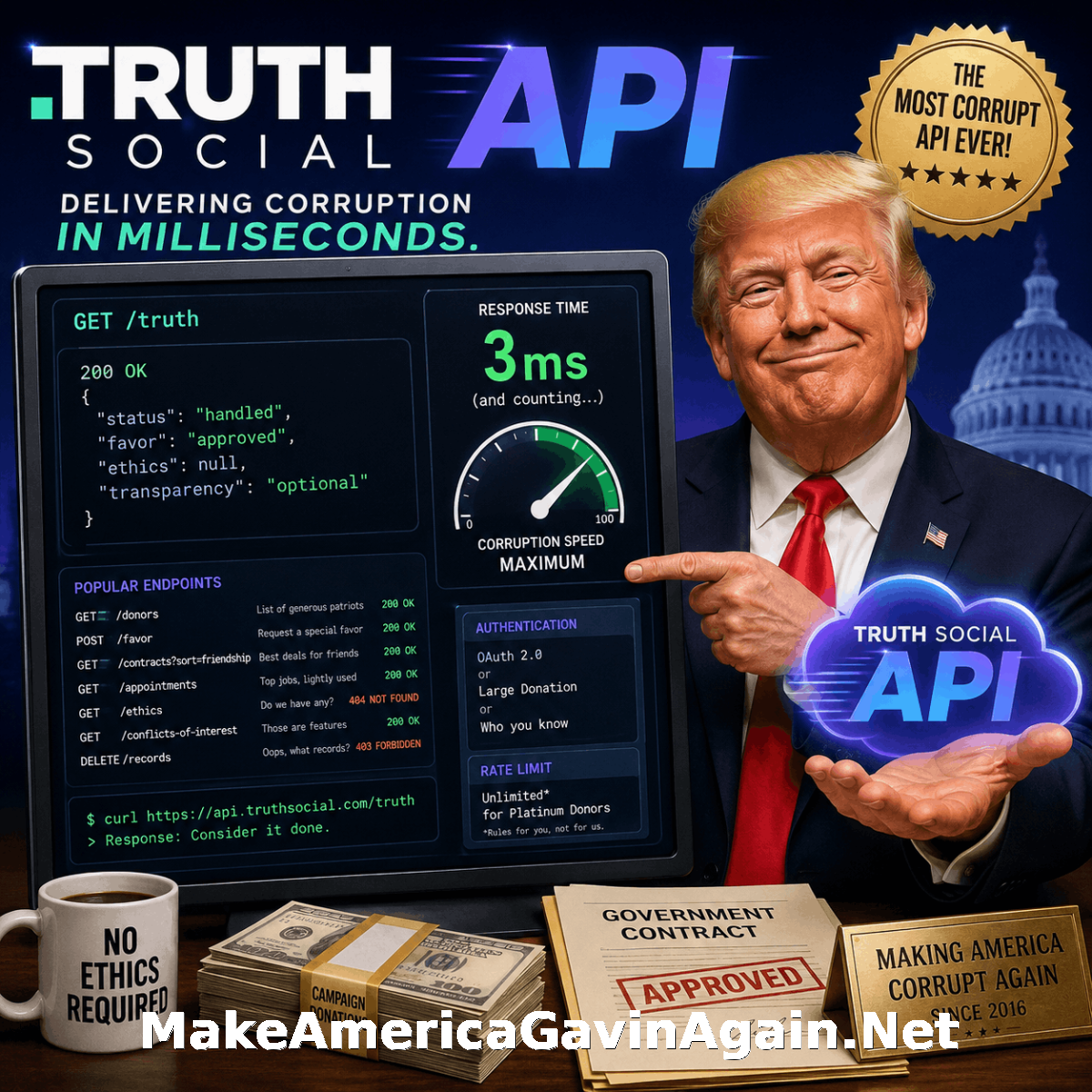 Truth Social Unveils Revolutionary API That Delivers Corruption in Milliseconds
